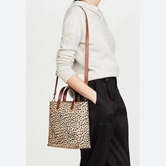 Madewell Small Zip Top Hair Calf Leopard Transport Tote in Autumn Gold NWT - Picture 6 of 6